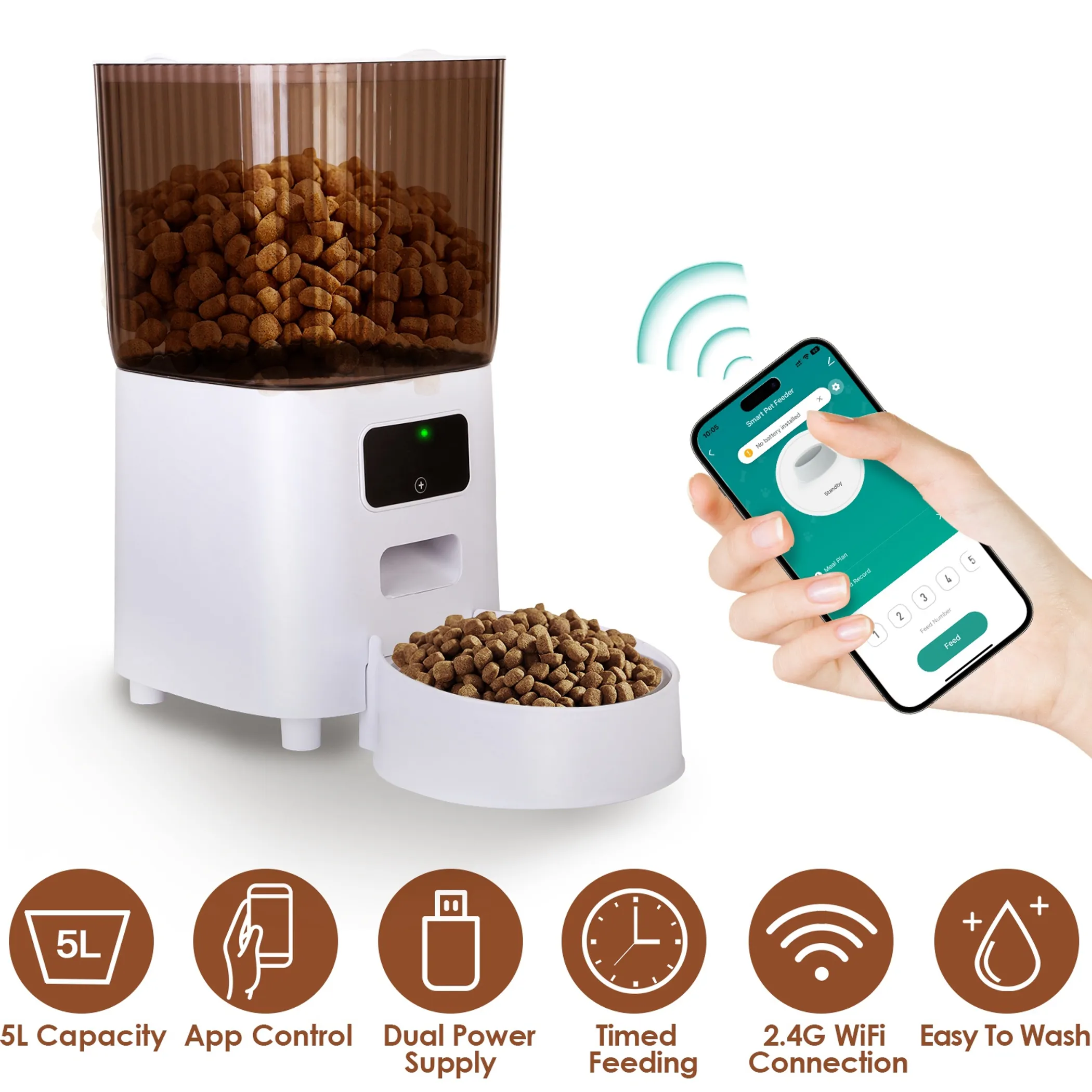 5L Wi-Fi Automatic Cat Feeder: Scheduled Meals & Portion Control product image 3