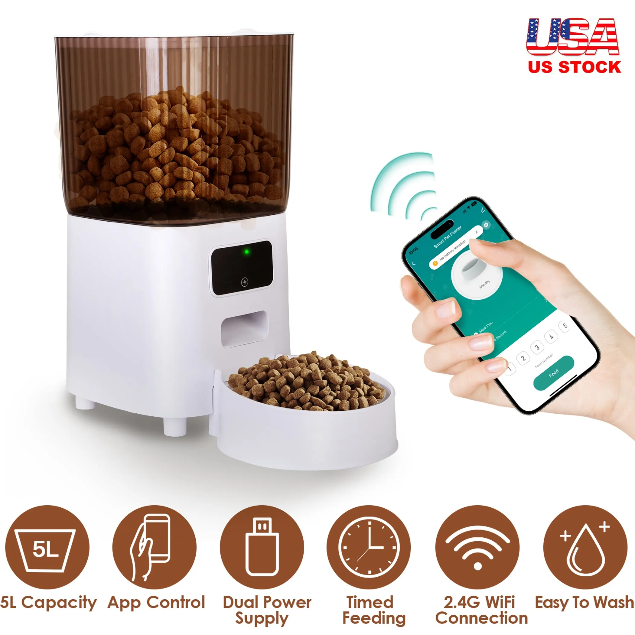 5L Wi-Fi Automatic Cat Feeder: Scheduled Meals & Portion Control product image 5
